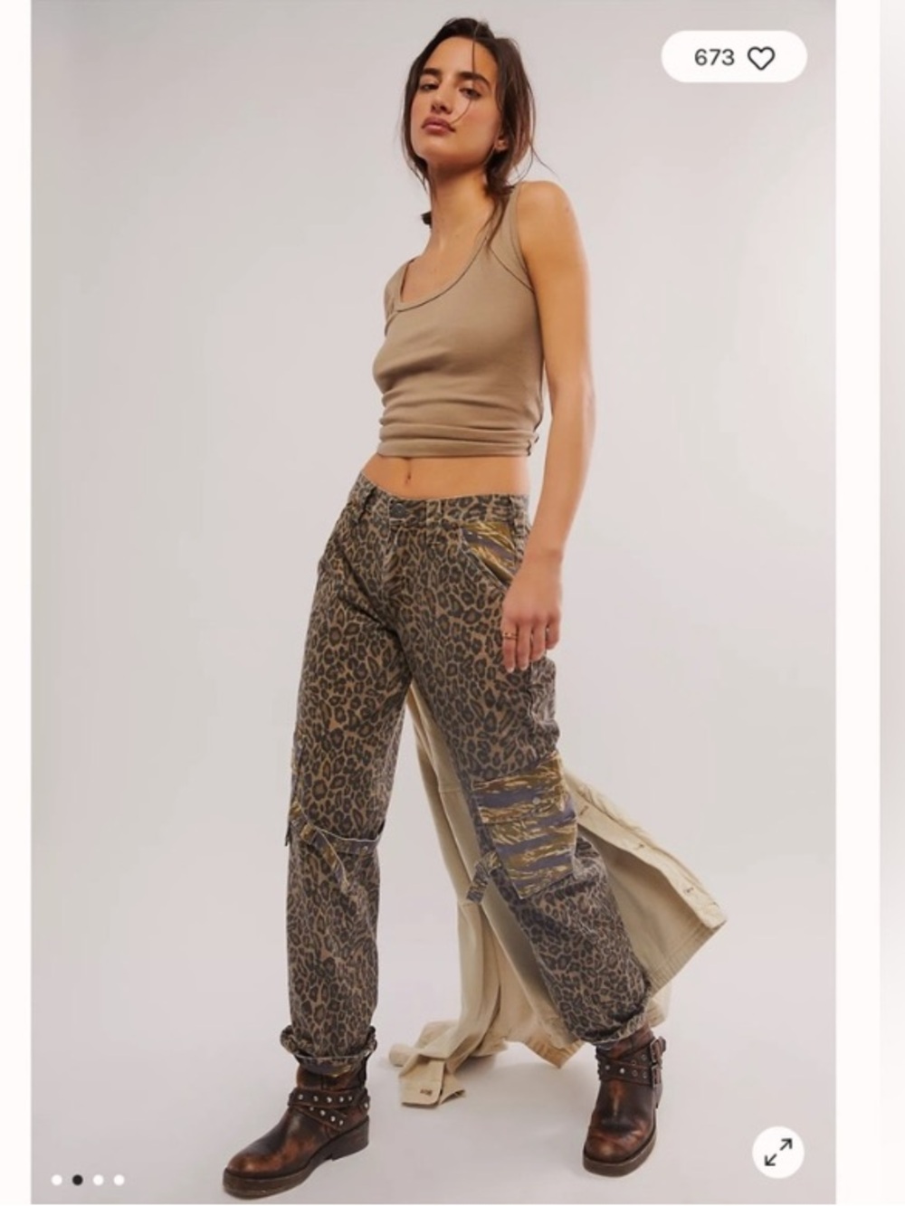One Teaspoon Olive Leopard Cargo Pants